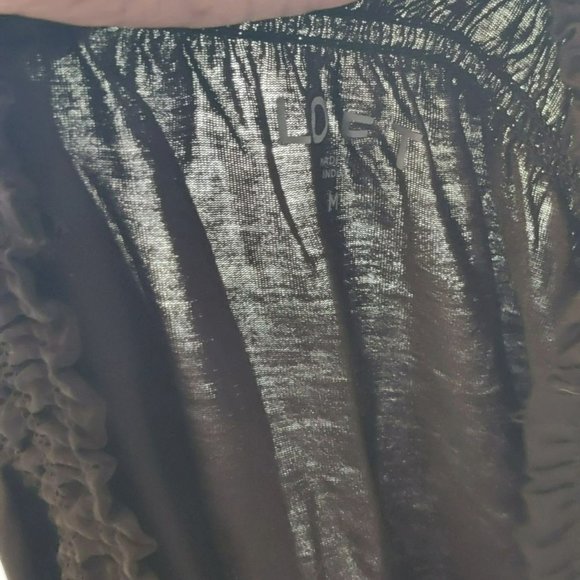 Loft Size M Black Contrasting Sheer Peasant Blouse Off Shoulder Flared Sleeves - Picture 6 of 12